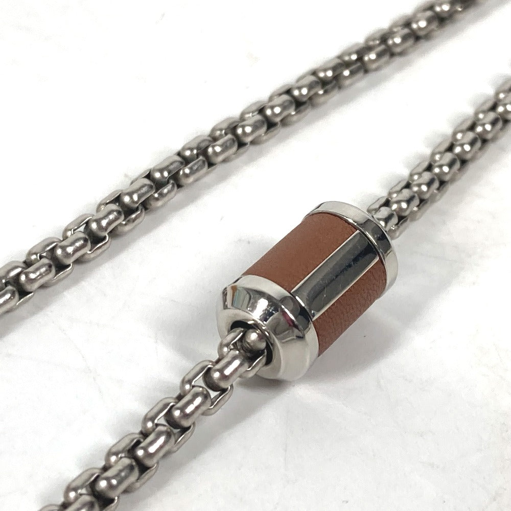 HERMES Necklace Buffalo Horn, Metal Silver Chain Meri Melo Necklace