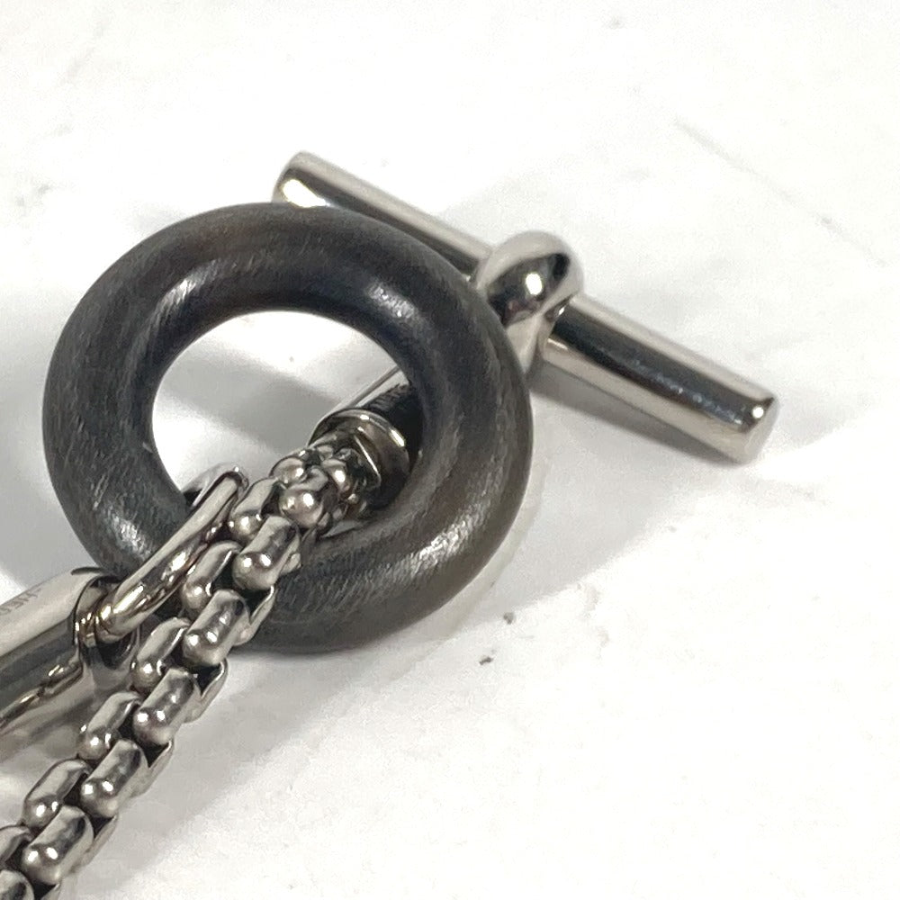 HERMES Necklace Buffalo Horn, Metal Silver Chain Meri Melo Necklace