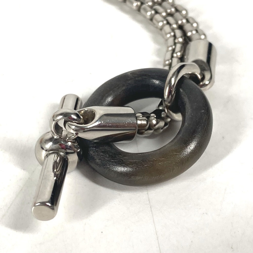 HERMES Necklace Buffalo Horn, Metal Silver Chain Meri Melo Necklace