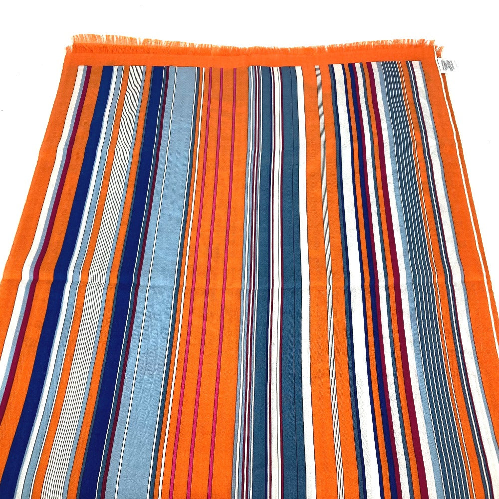 HERMES Scarf Cashmere, Silk Orange fringe shawl stole Rectangle
