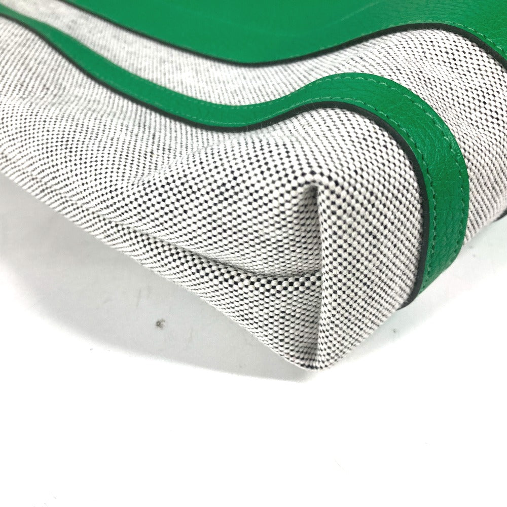 HERMES Tote Bag Toile H, Leather green Shoulder Bag Vertical Petite Hun Monsieur B