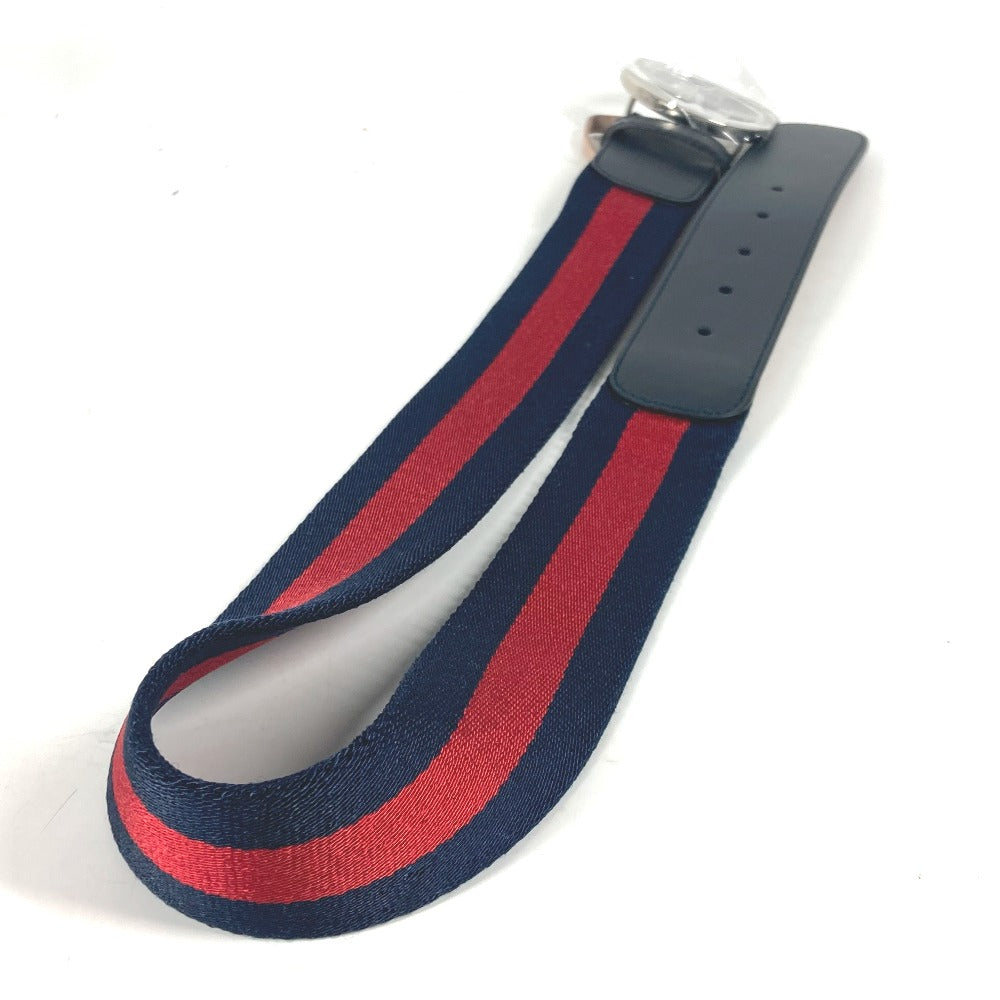 GUCCI belt 411924 Leather / canvas Navy GG interlocking G 75