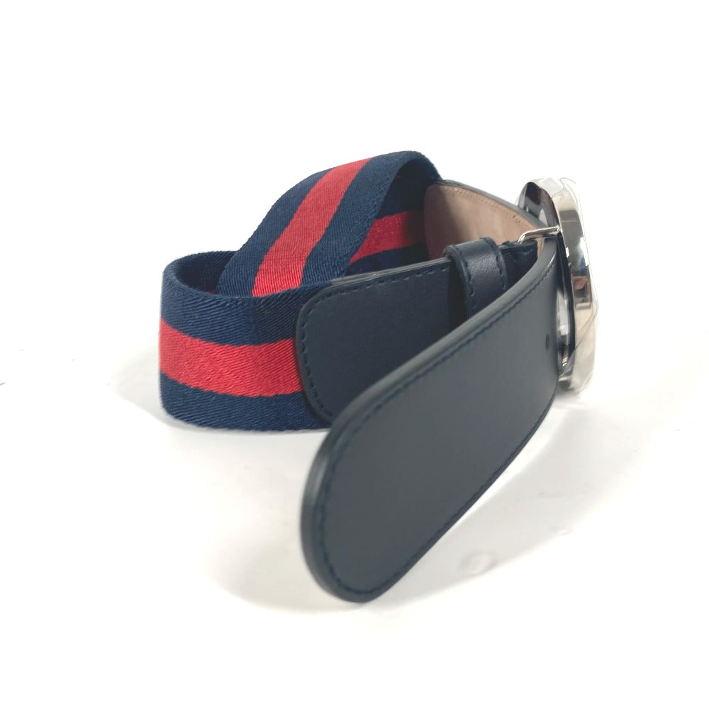 GUCCI belt 411924 Leather / canvas Navy GG interlocking G 75