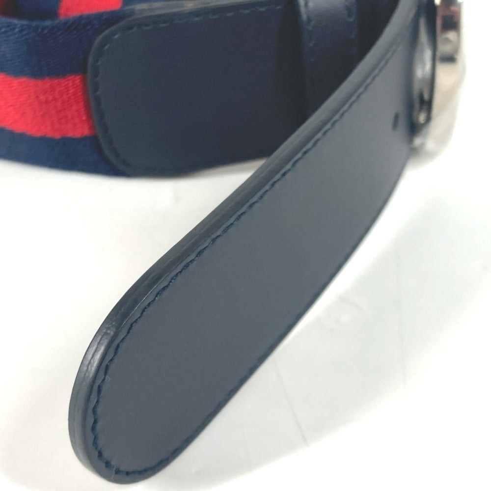 GUCCI belt 411924 Leather / canvas Navy GG interlocking G 75