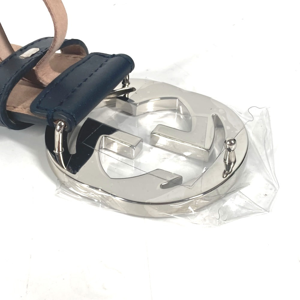GUCCI belt 411924 Leather / canvas Navy GG interlocking G 75