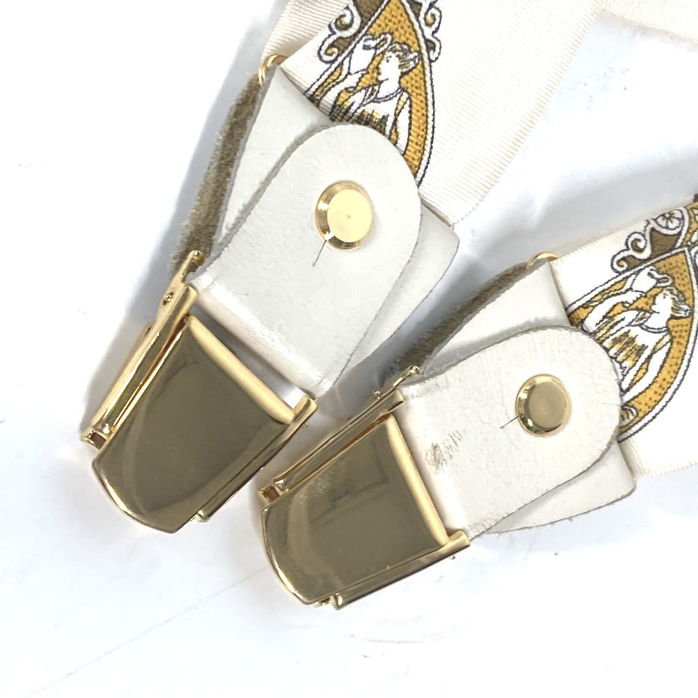 HERMES suspenders silk white vintage Overall handle
