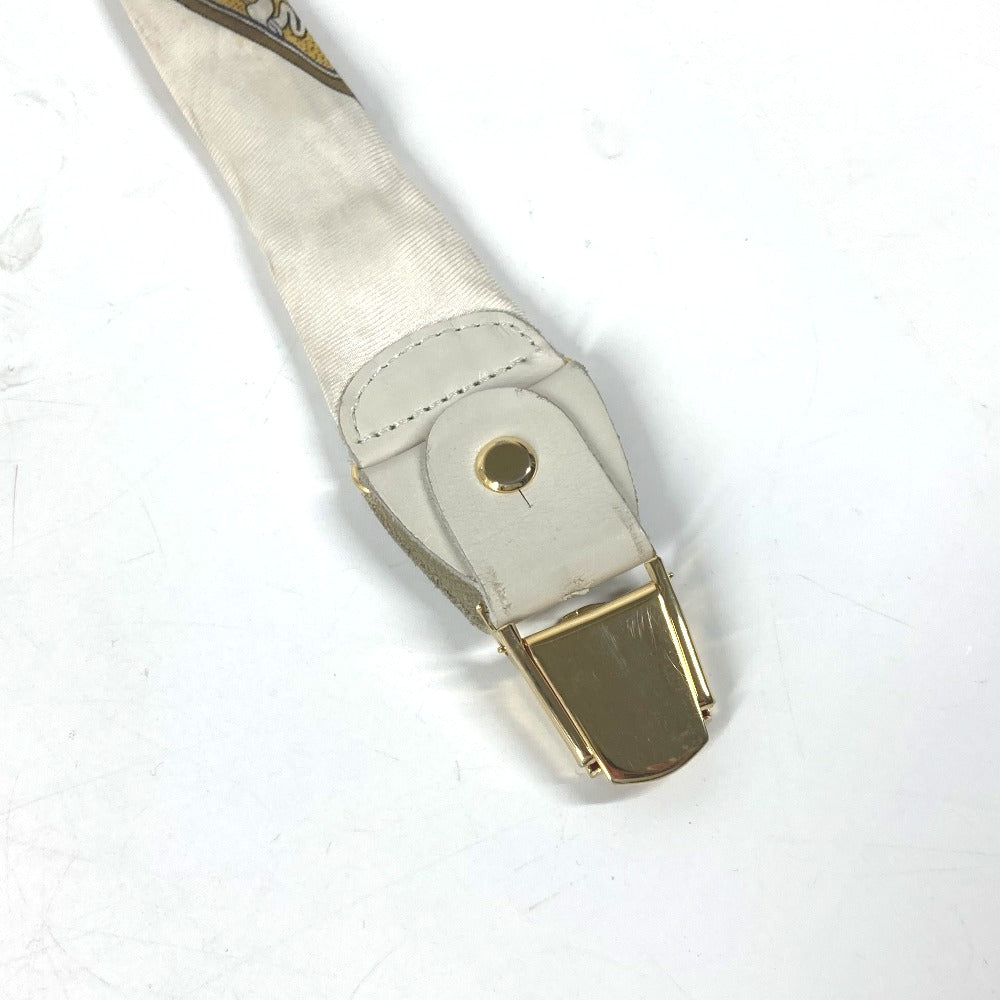HERMES suspenders silk white vintage Overall handle