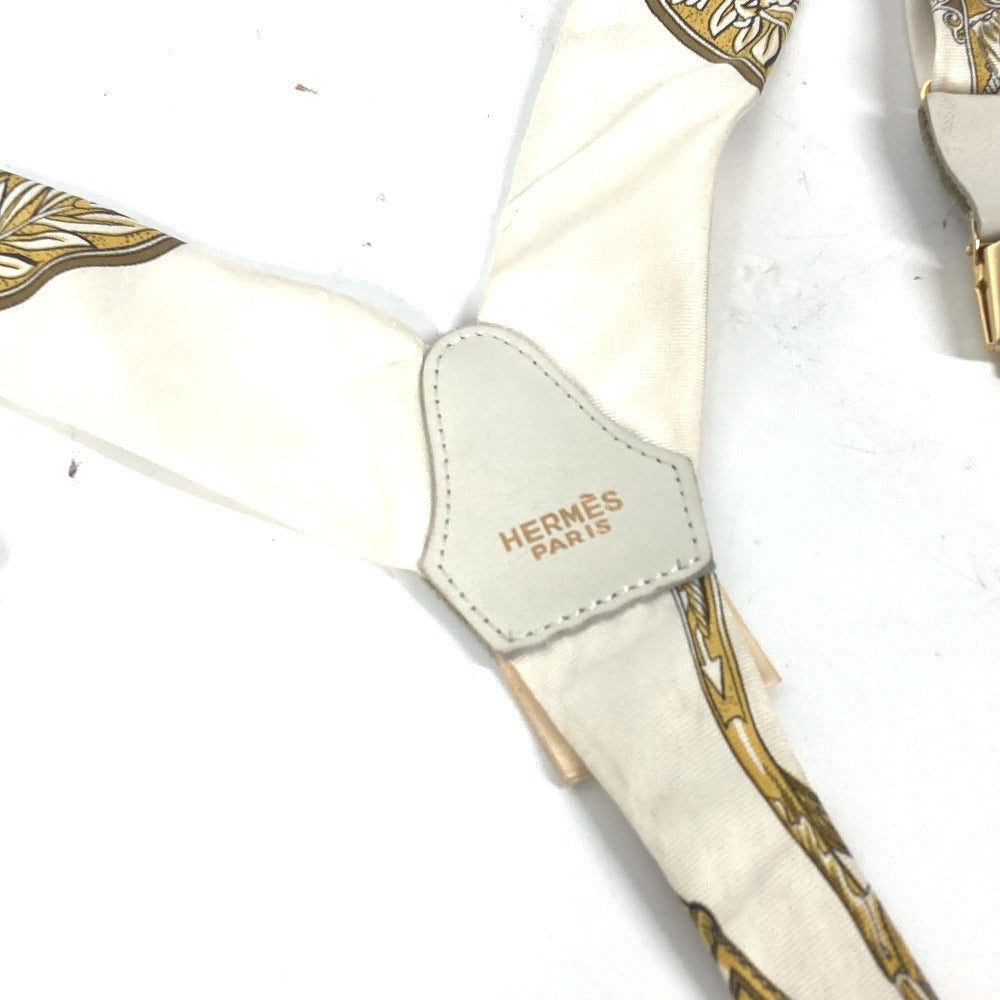 HERMES suspenders silk white vintage Overall handle