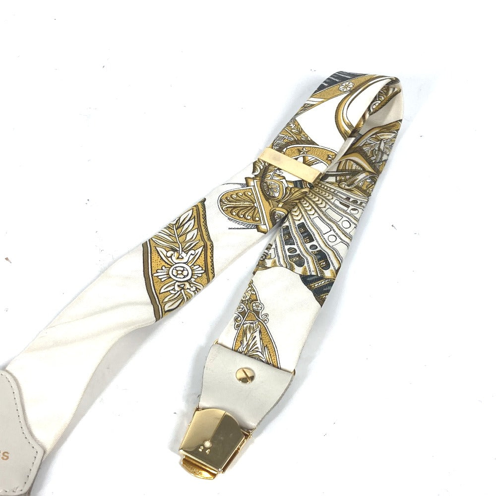 HERMES suspenders silk white vintage Overall handle