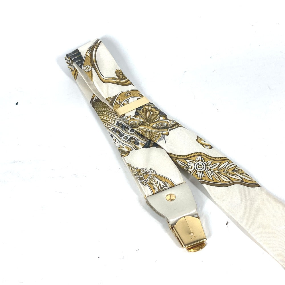 HERMES suspenders silk white vintage Overall handle
