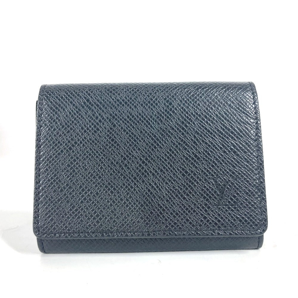 LOUIS VUITTON Card Case M64595 Taiga Leather black Taiga Card Case Envelope Carte de Visite NM