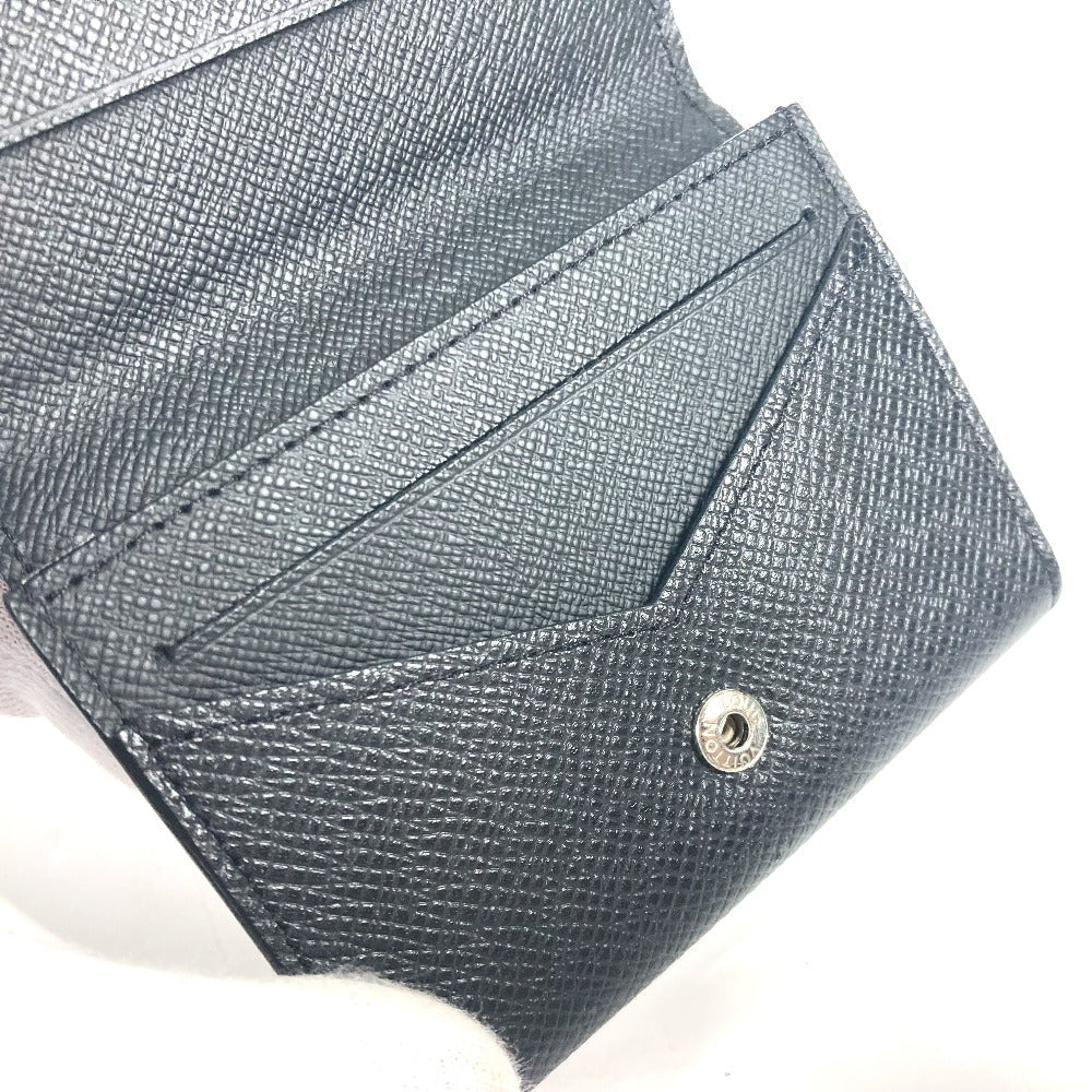 LOUIS VUITTON Card Case M64595 Taiga Leather black Taiga Card Case Envelope Carte de Visite NM