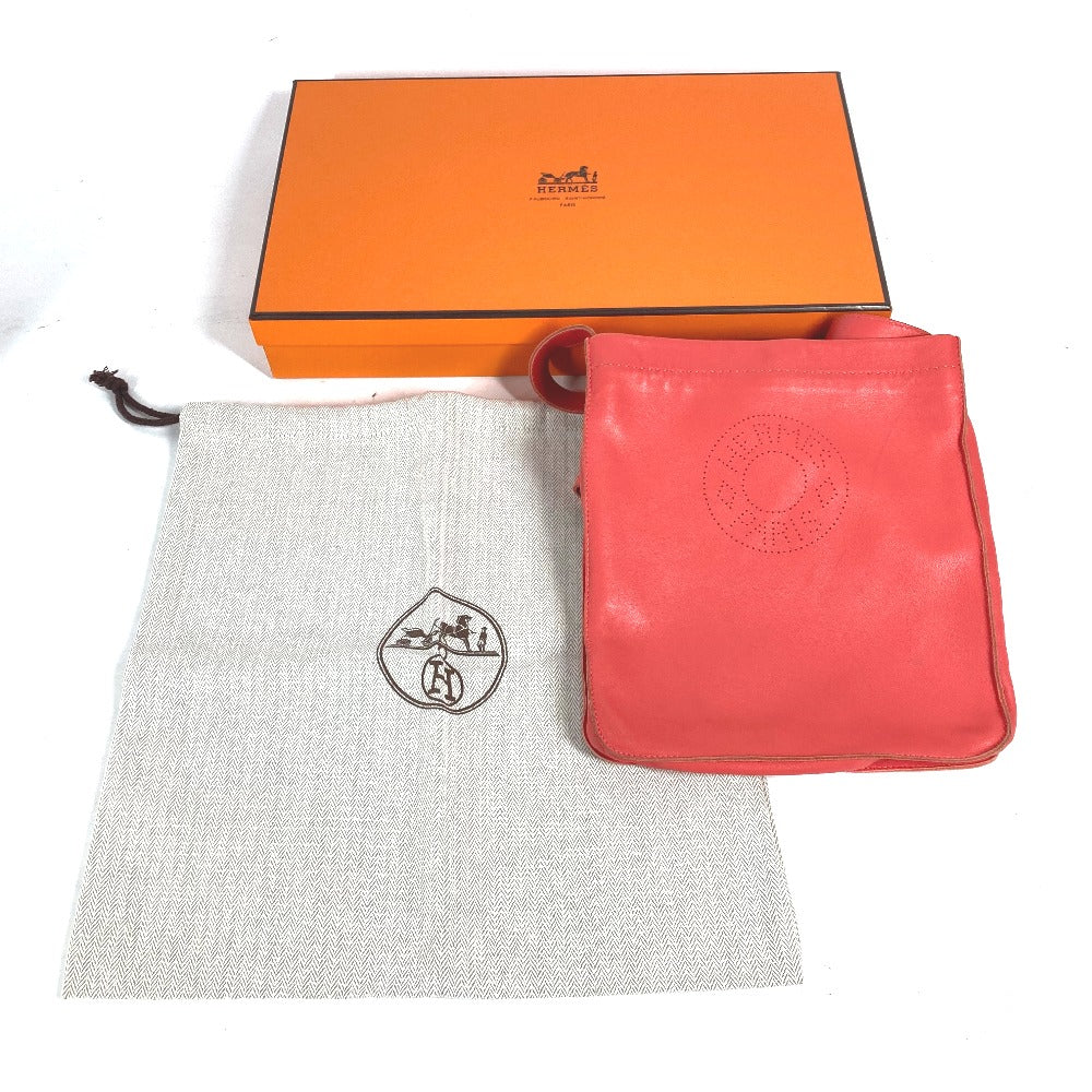 HERMES Shoulder Bag leather pink logo Serie