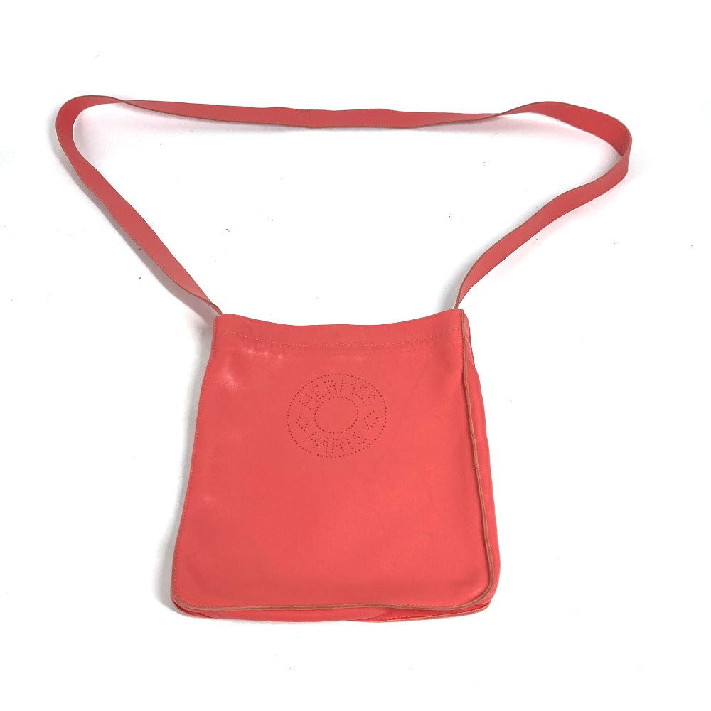HERMES Shoulder Bag leather pink logo Serie