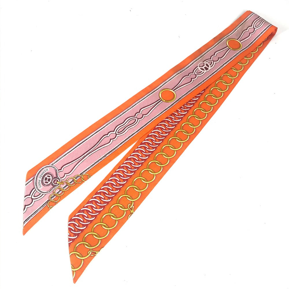 HERMES scarf silk Orange Twilly Twilly