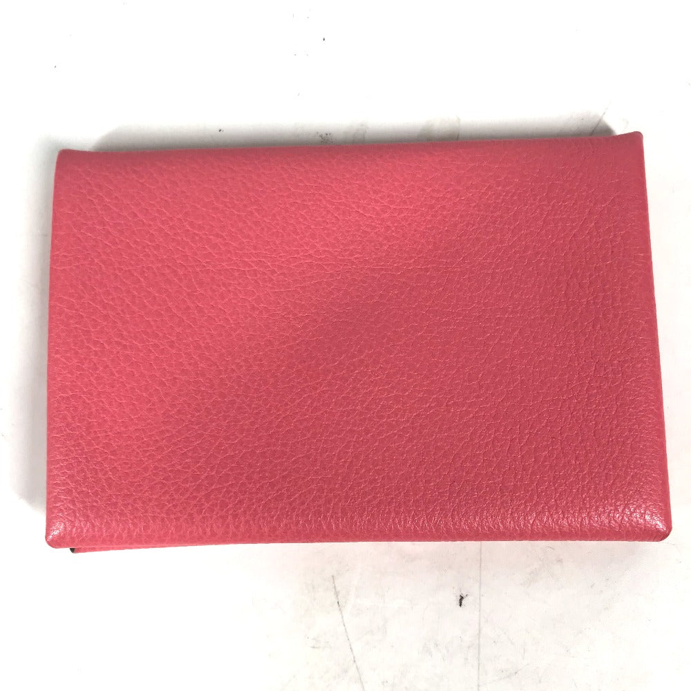 HERMES Card Case , Evercolor pink Two fold Calvi Women Used