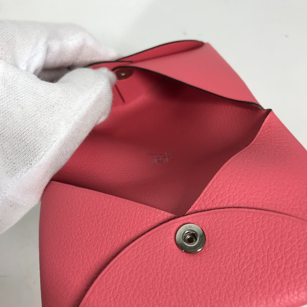HERMES Card Case , Evercolor pink Two fold Calvi Women Used