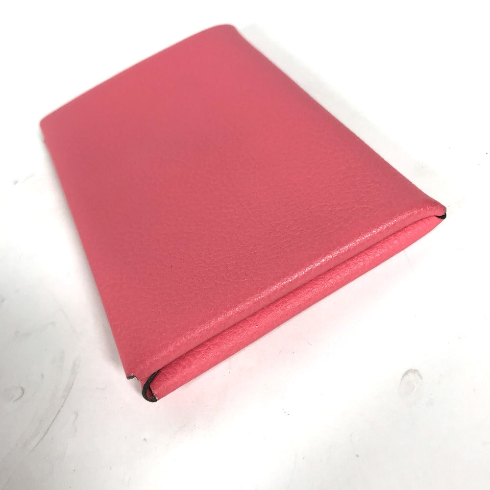 HERMES Card Case , Evercolor pink Two fold Calvi Women Used