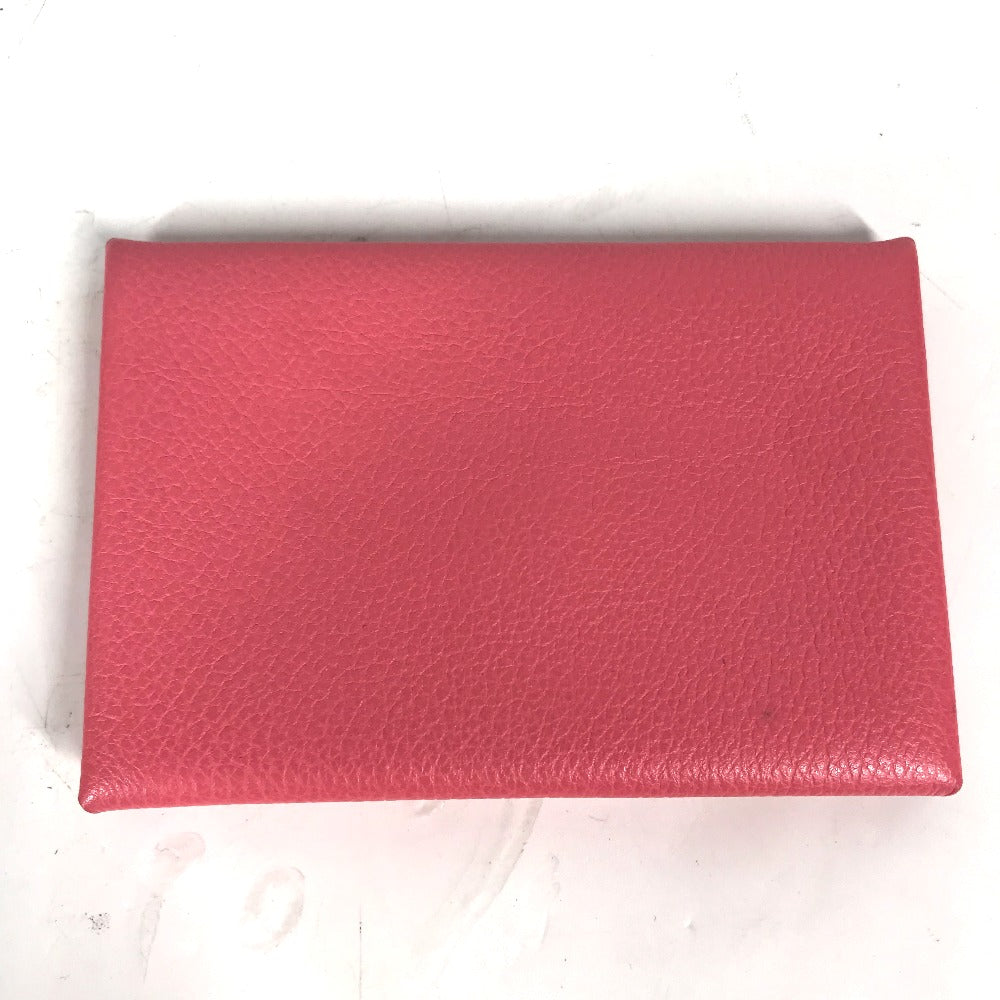 HERMES Card Case , Evercolor pink Two fold Calvi Women Used