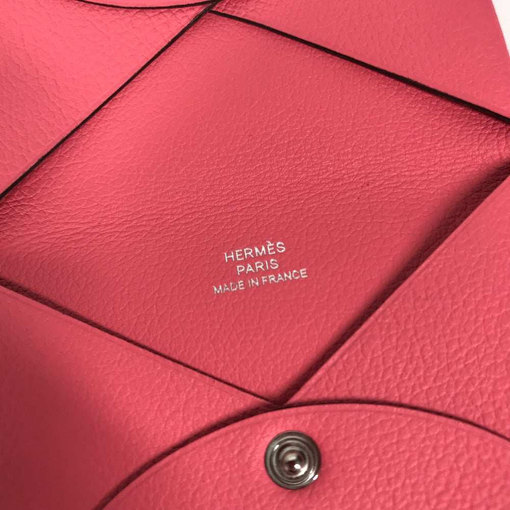HERMES Card Case , Evercolor pink Two fold Calvi Women Used