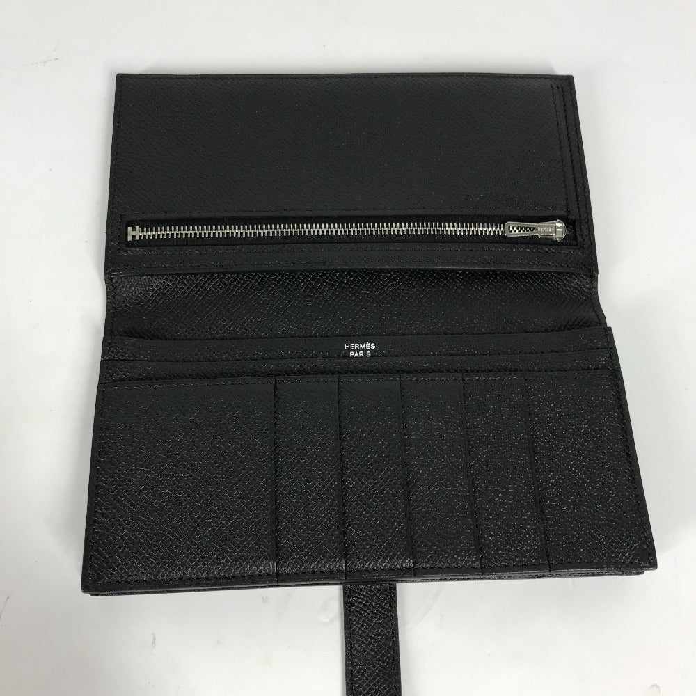 HERMES Long Wallet Purse Epsom black H logo Beansufla
