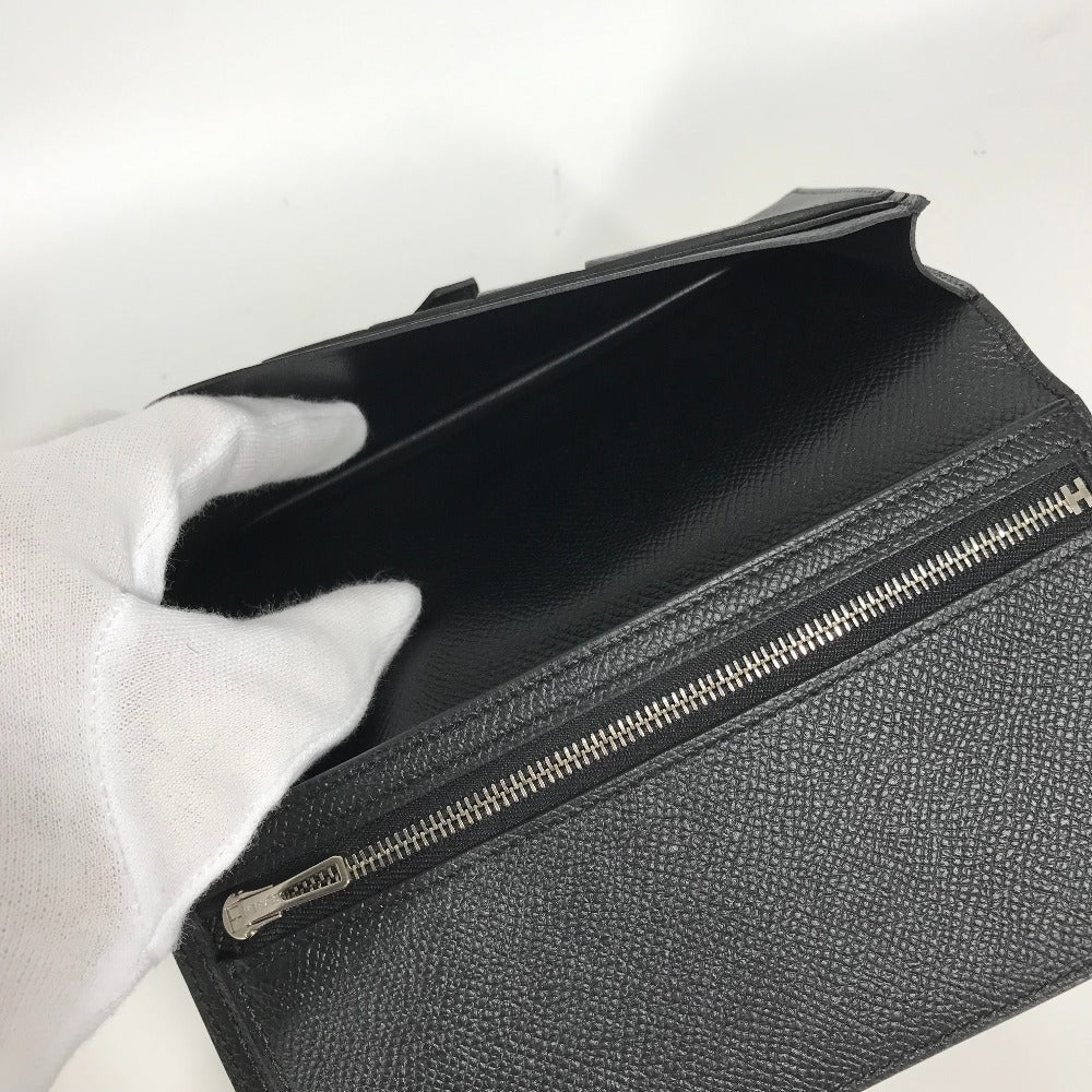 HERMES Long Wallet Purse Epsom black H logo Beansufla