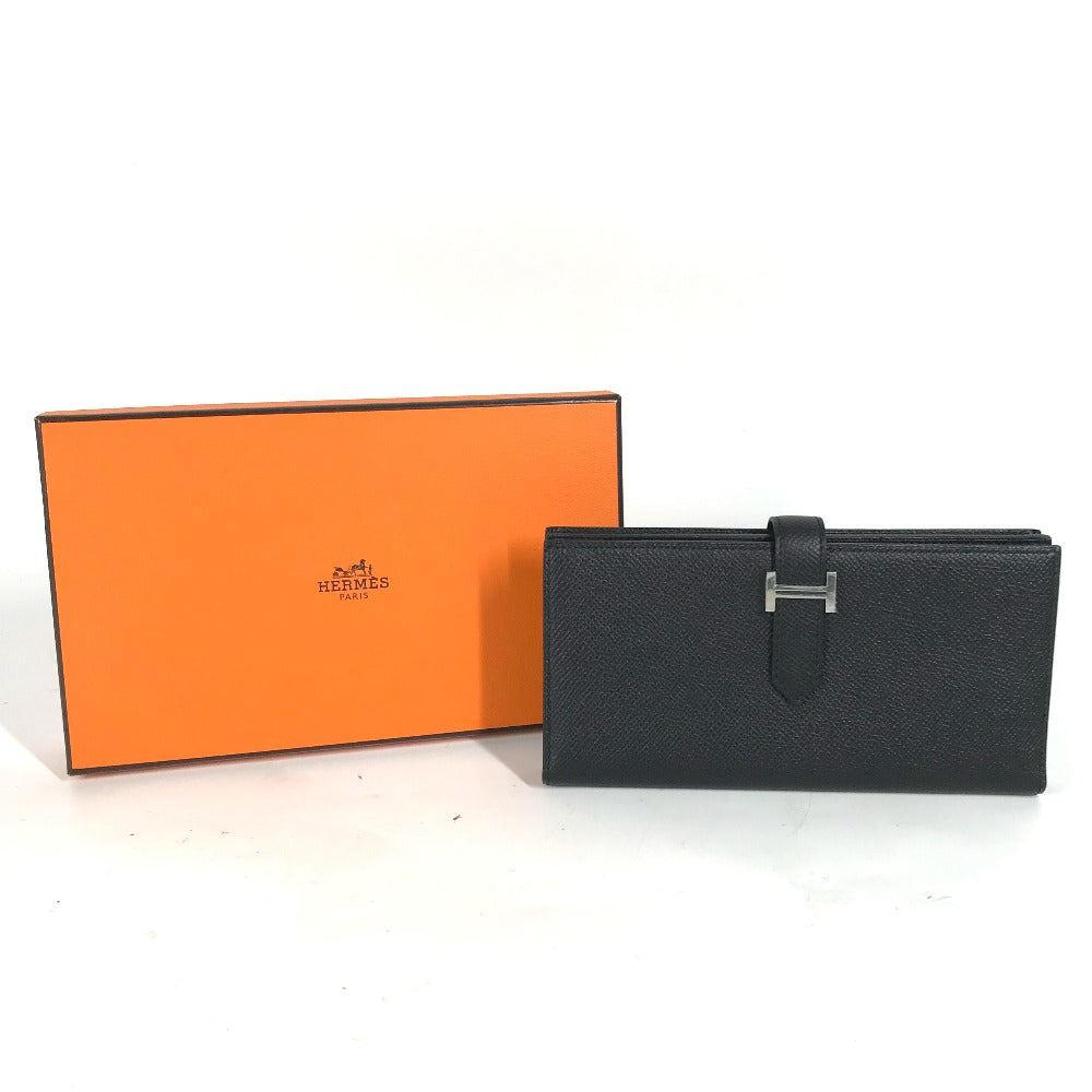 HERMES Long Wallet Purse Epsom black H logo Beansufla