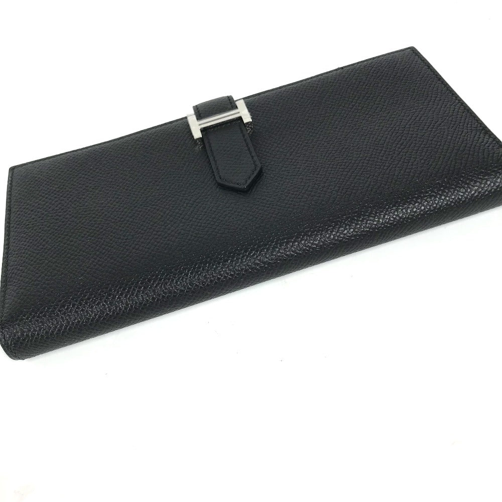 HERMES Long Wallet Purse Epsom black H logo Beansufla