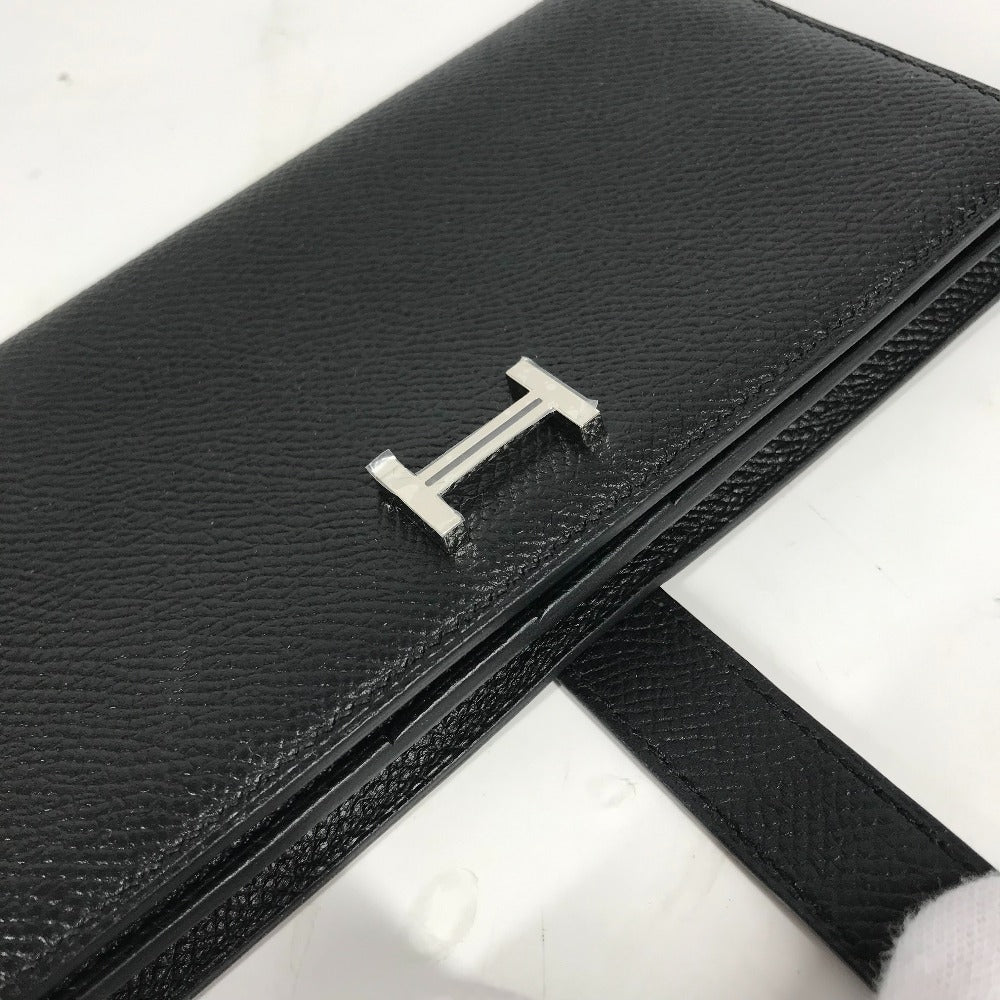HERMES Long Wallet Purse Epsom black H logo Beansufla