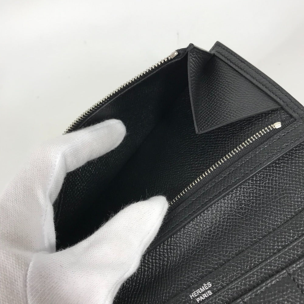 HERMES Long Wallet Purse Epsom black H logo Beansufla