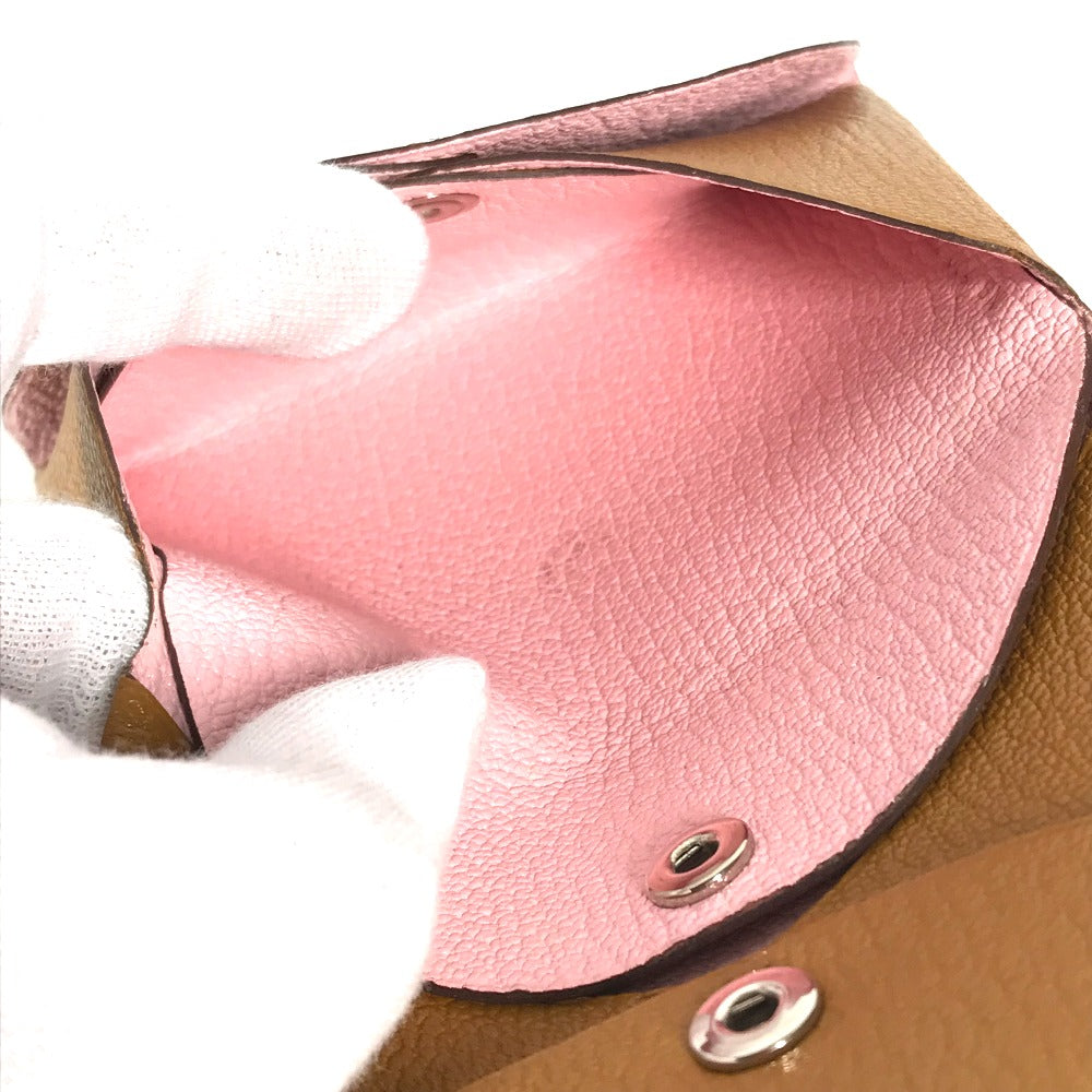 HERMES Coin case Shave beige Bifold Wallet Bicolor Calvi Duo Verso