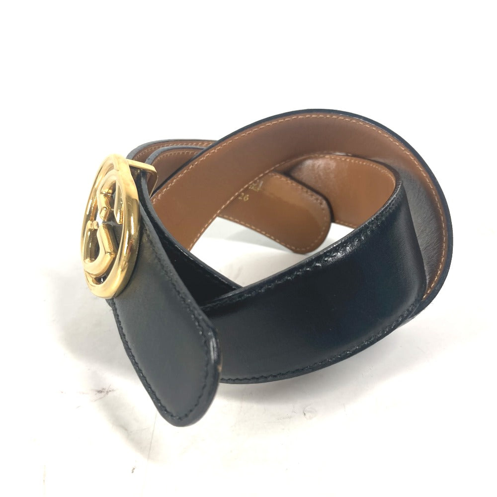 GUCCI belt 036�E519�E2964 leather black vintage GG logo buckle Women 65 Used