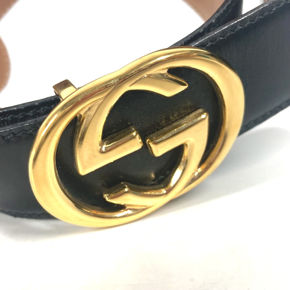 GUCCI belt 036�E519�E2964 leather black vintage GG logo buckle Women 65 Used