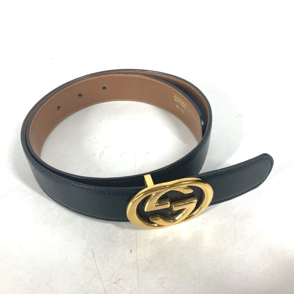 GUCCI belt 036�E519�E2964 leather black vintage GG logo buckle Women 65 Used