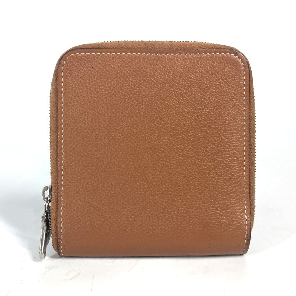 HERMES Folded wallet , Evercolor Brown Zip Around Zip Ungo Horse unisex(Unisex) Used