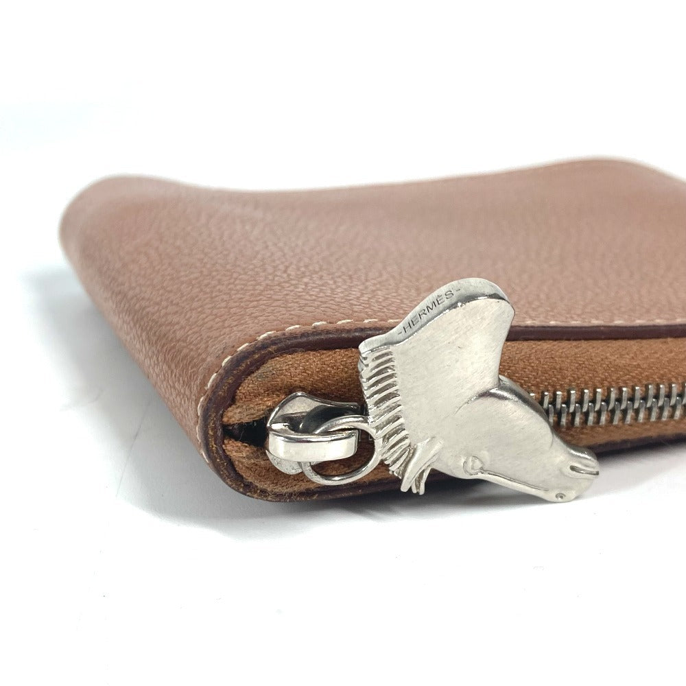 HERMES Folded wallet , Evercolor Brown Zip Around Zip Ungo Horse unisex(Unisex) Used