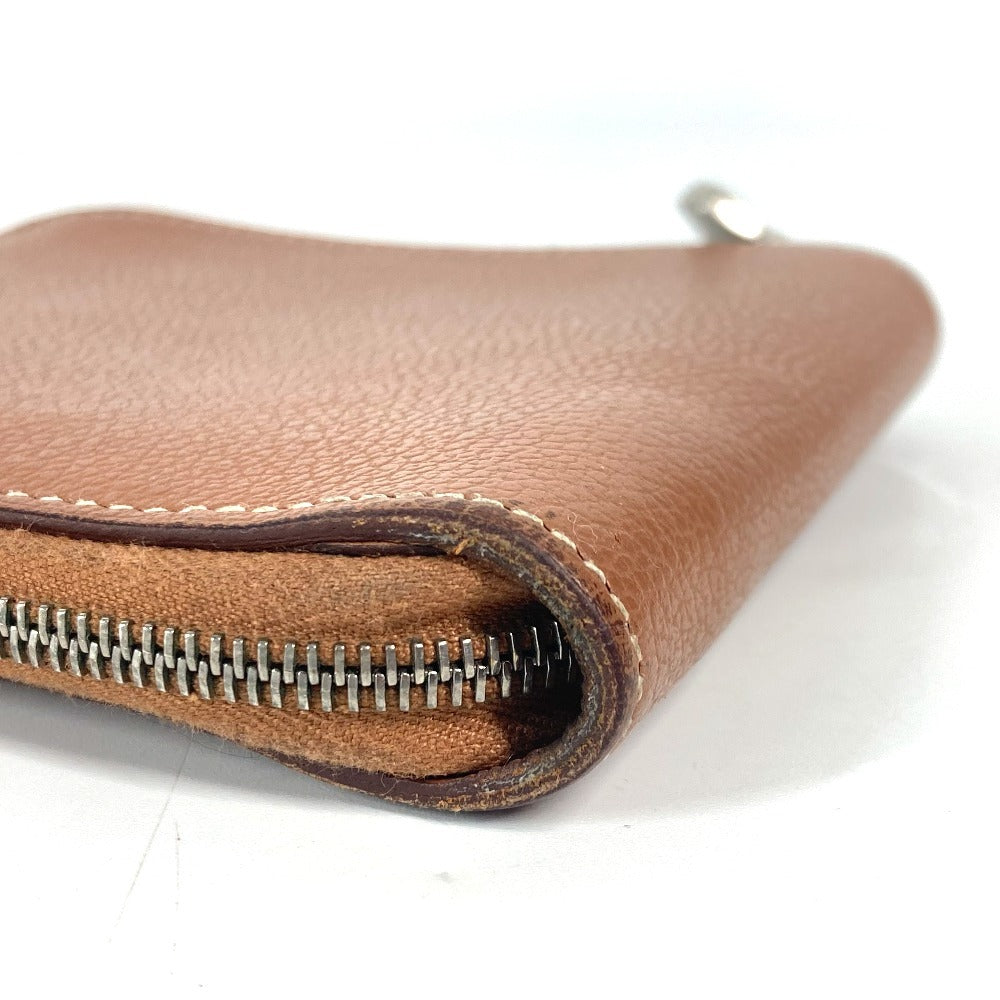 HERMES Folded wallet , Evercolor Brown Zip Around Zip Ungo Horse unisex(Unisex) Used