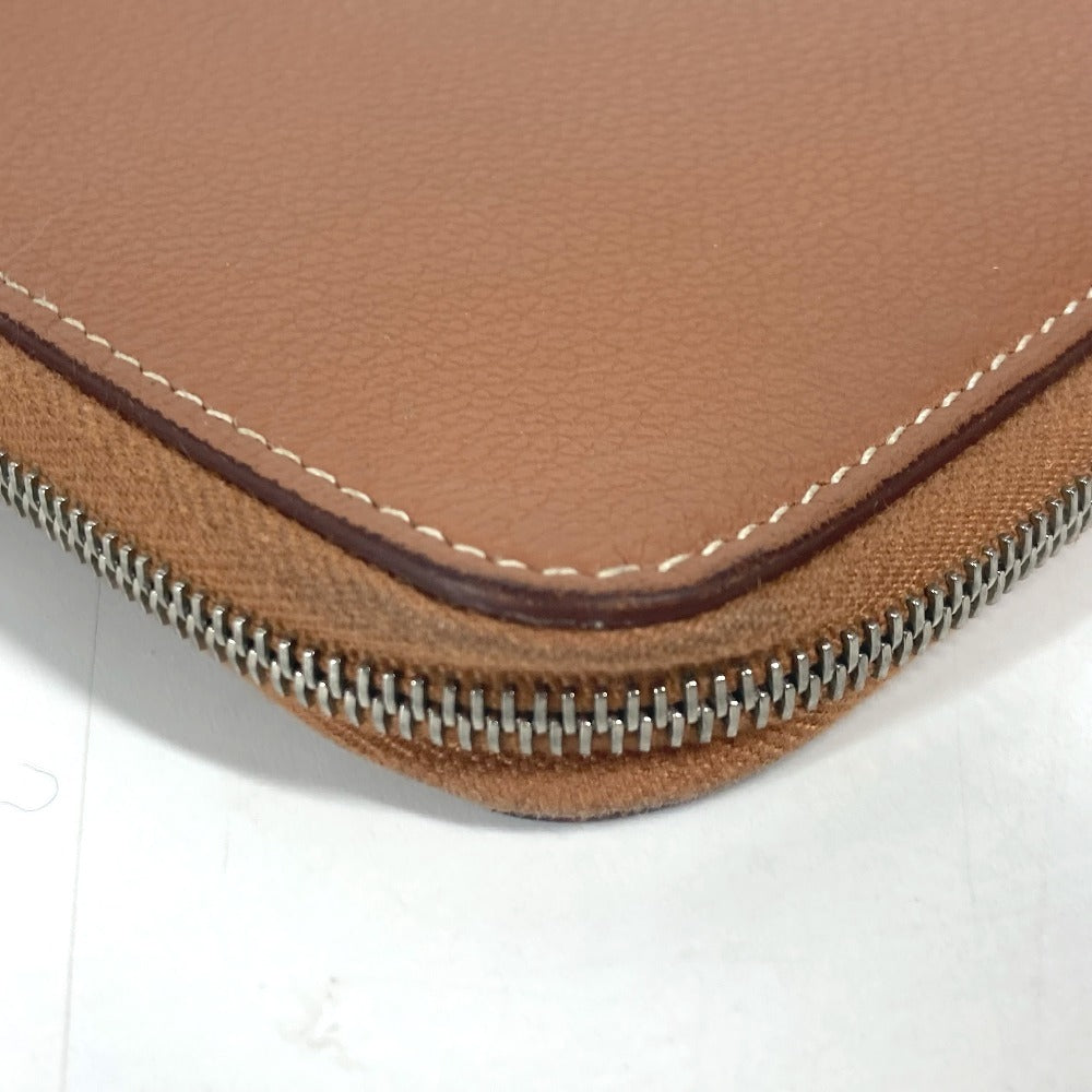 HERMES Folded wallet , Evercolor Brown Zip Around Zip Ungo Horse unisex(Unisex) Used