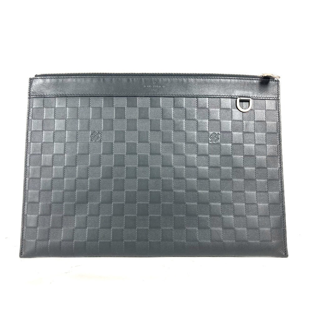 LOUIS VUITTON Clutch bag N60112 Damier Anfini Leather black Damier Anfini Pochette Discovery mens Used