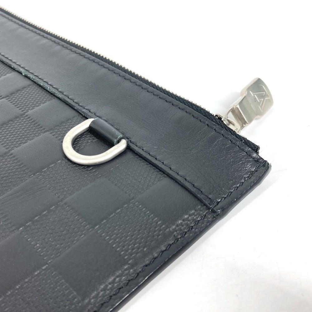 LOUIS VUITTON Clutch bag N60112 Damier Anfini Leather black Damier Anfini Pochette Discovery mens Used