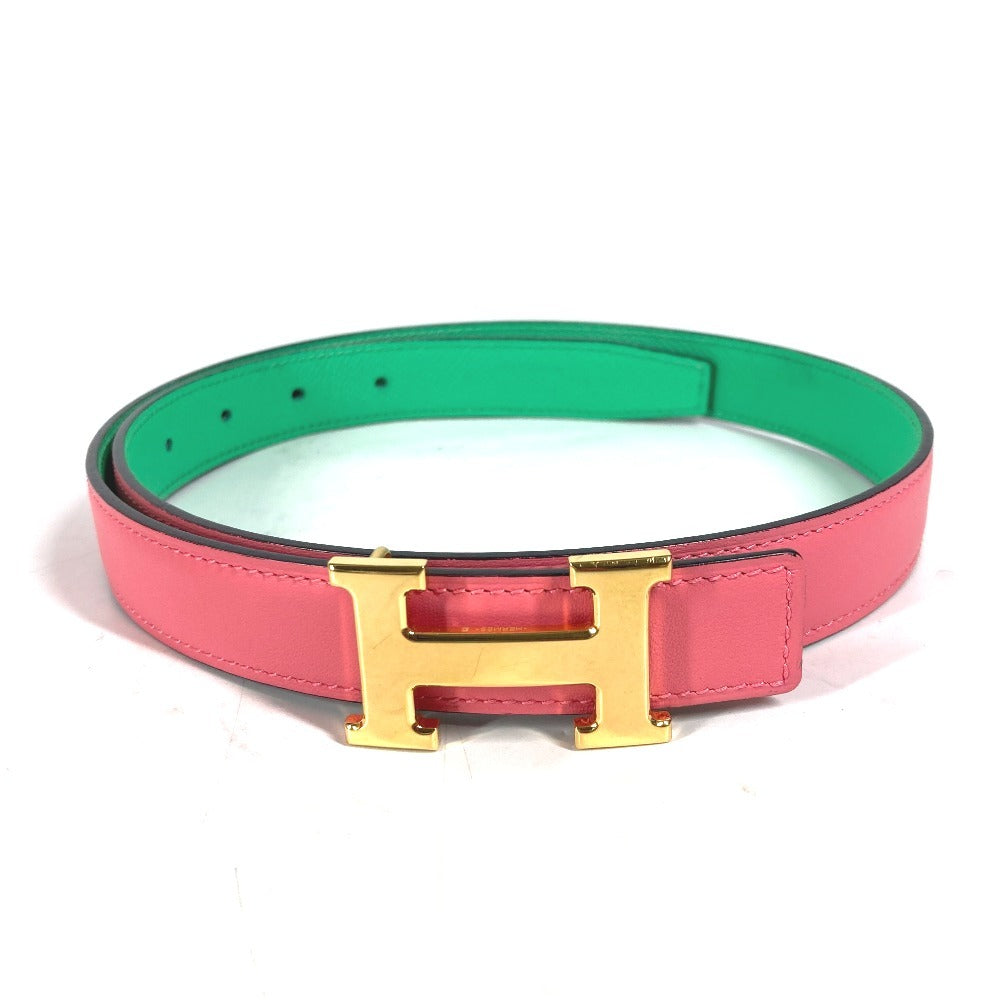 HERMES belt Epsom, Swift Pink x green Constance reversible H belt Women 75 Used