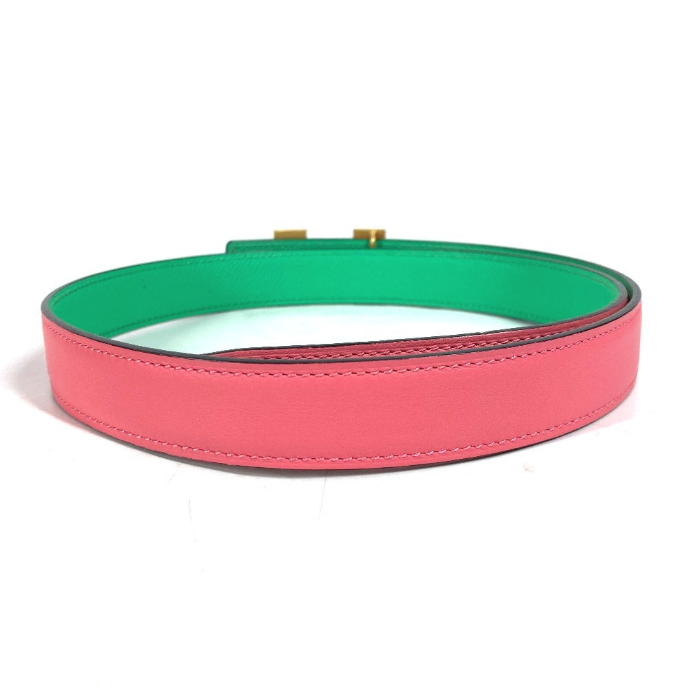 HERMES belt Epsom, Swift Pink x green Constance reversible H belt Women 75 Used