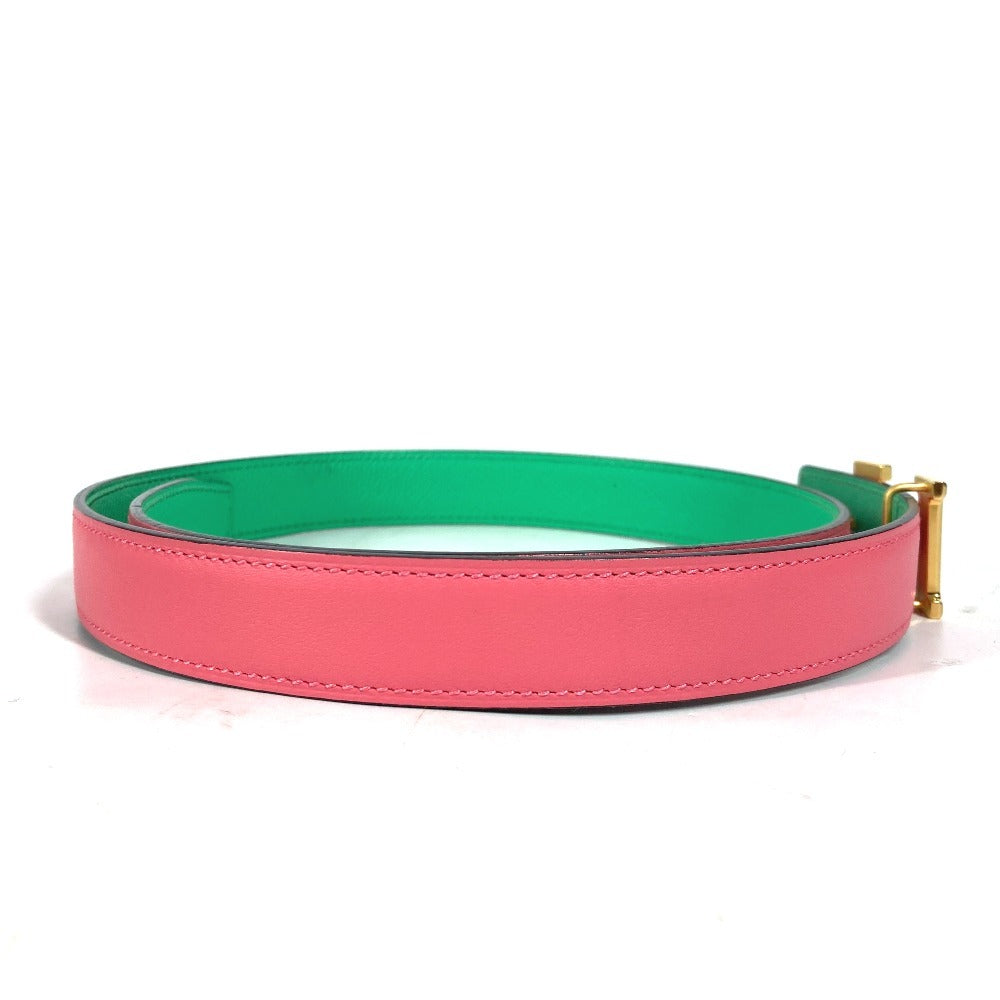 HERMES belt Epsom, Swift Pink x green Constance reversible H belt Women 75 Used