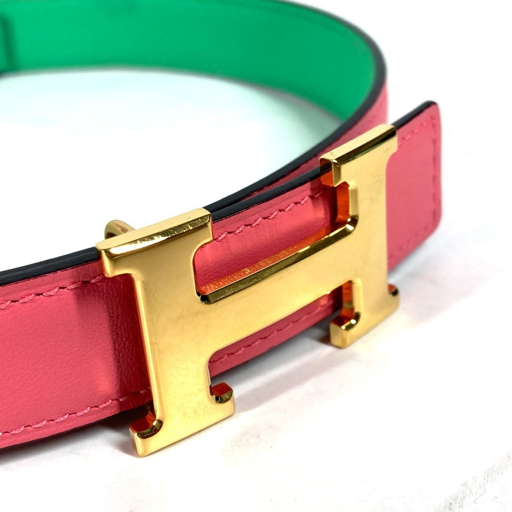 HERMES belt Epsom, Swift Pink x green Constance reversible H belt Women 75 Used