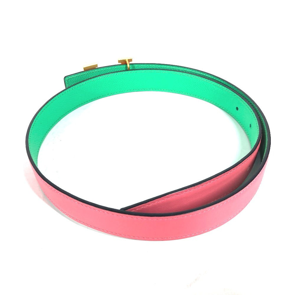 HERMES belt Epsom, Swift Pink x green Constance reversible H belt Women 75 Used