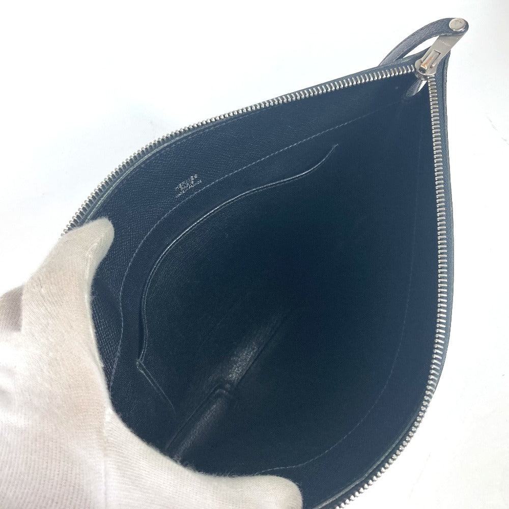HERMES Clutch bag Epsom black logo City Hall business bag PM unisex(Unisex) Used