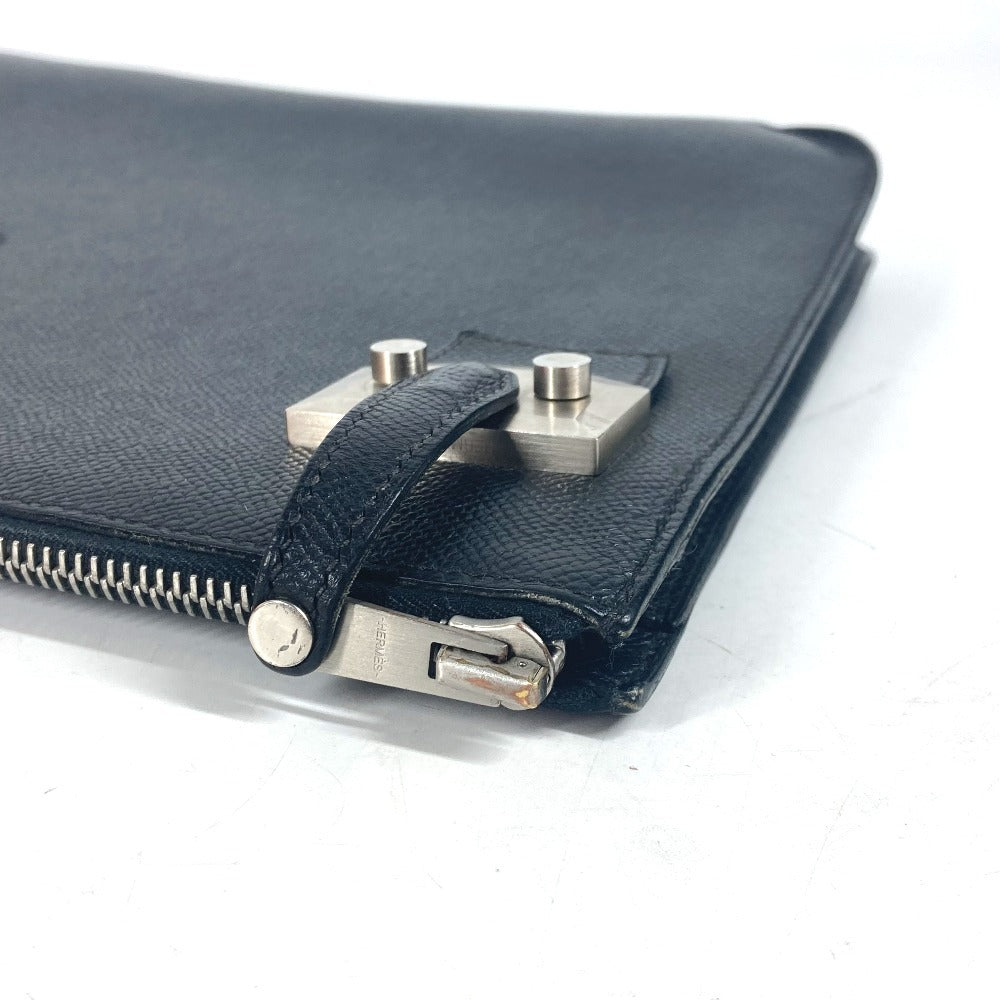HERMES Clutch bag Epsom black logo City Hall business bag PM unisex(Unisex) Used