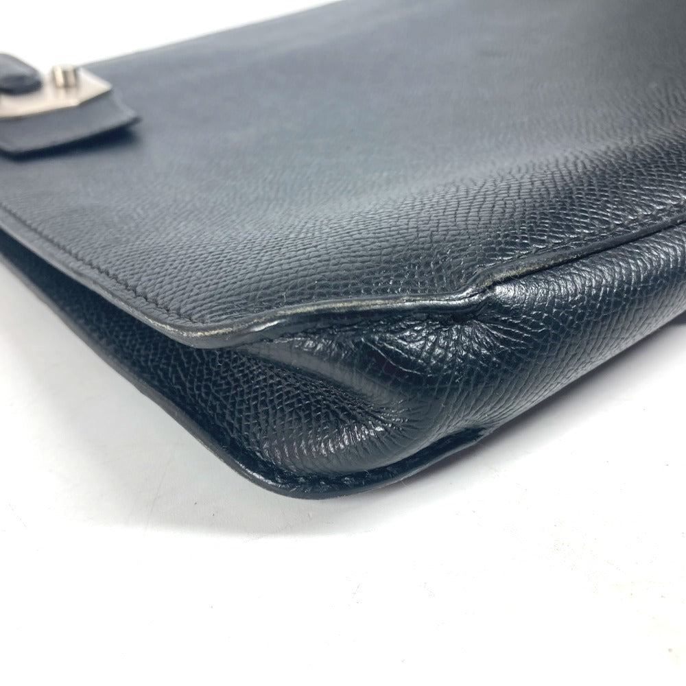 HERMES Clutch bag Epsom black logo City Hall business bag PM unisex(Unisex) Used