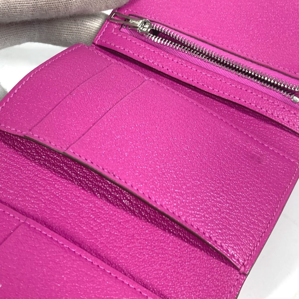HERMES Trifold wallet Shave Pink type Purple type Bearn Compact Combination Women Used