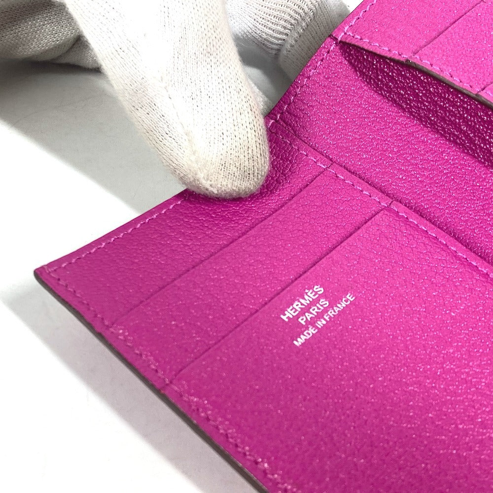 HERMES Trifold wallet Shave Pink type Purple type Bearn Compact Combination Women Used